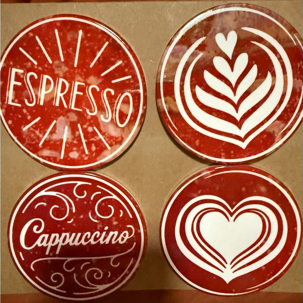 Red Coffee-Themed Coasters